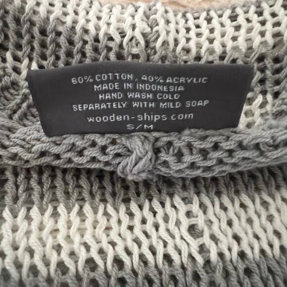 Wooden Ships Women's Gray White Striped Sweater Size Small Medium - Picture 8 of 8